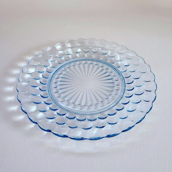 Vintage Anchor Hocking Bubble Blue Dinner Plate Set of 2, Textured, USA Made - Picture 3 of 8